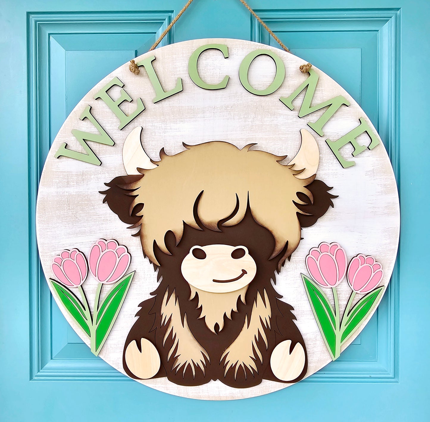 Spring Tulip Cow Door Hanger