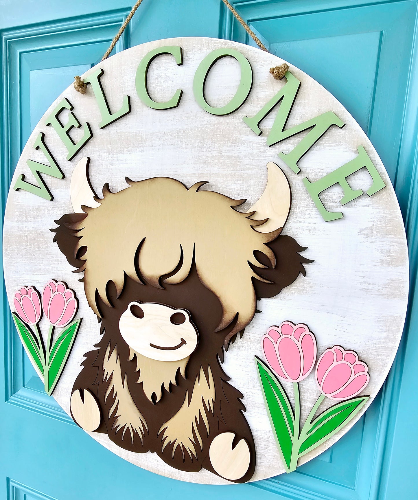 Spring Tulip Cow Door Hanger