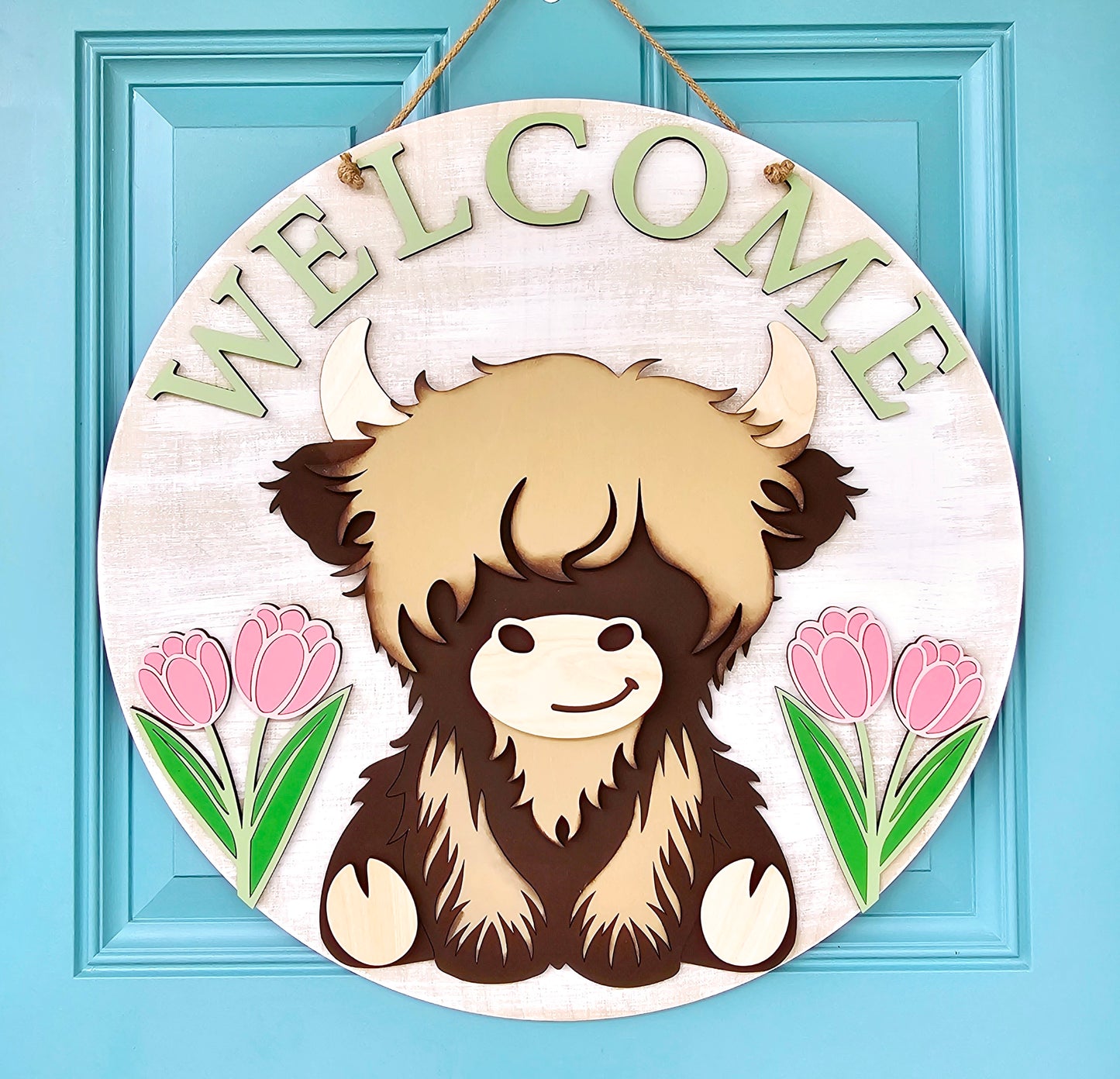 Spring Tulip Cow Door Hanger