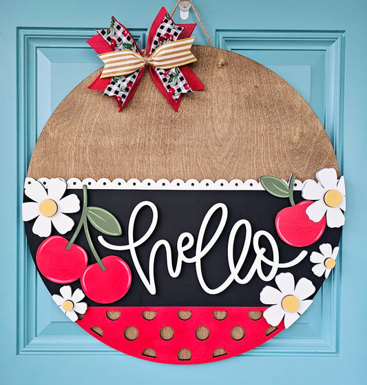 Hello Cherry Door Hanger