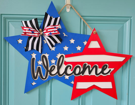 Double Star Welcome Door Hanger