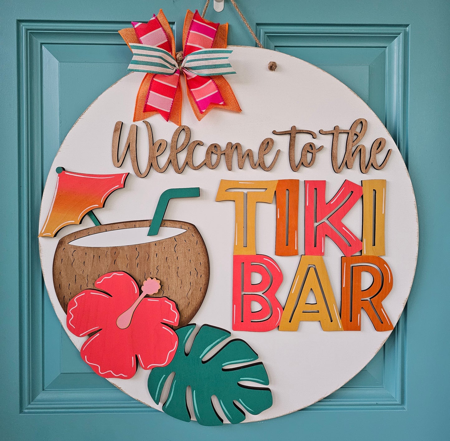 Welcome to Our Tiki Bar Door Hanger