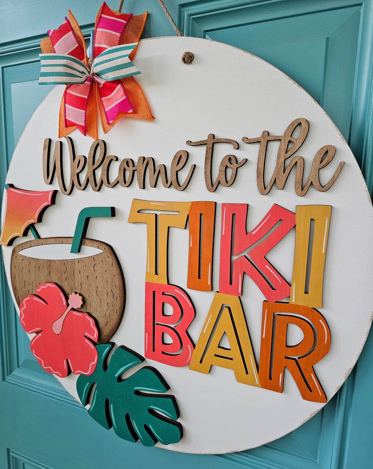 Welcome to Our Tiki Bar Door Hanger