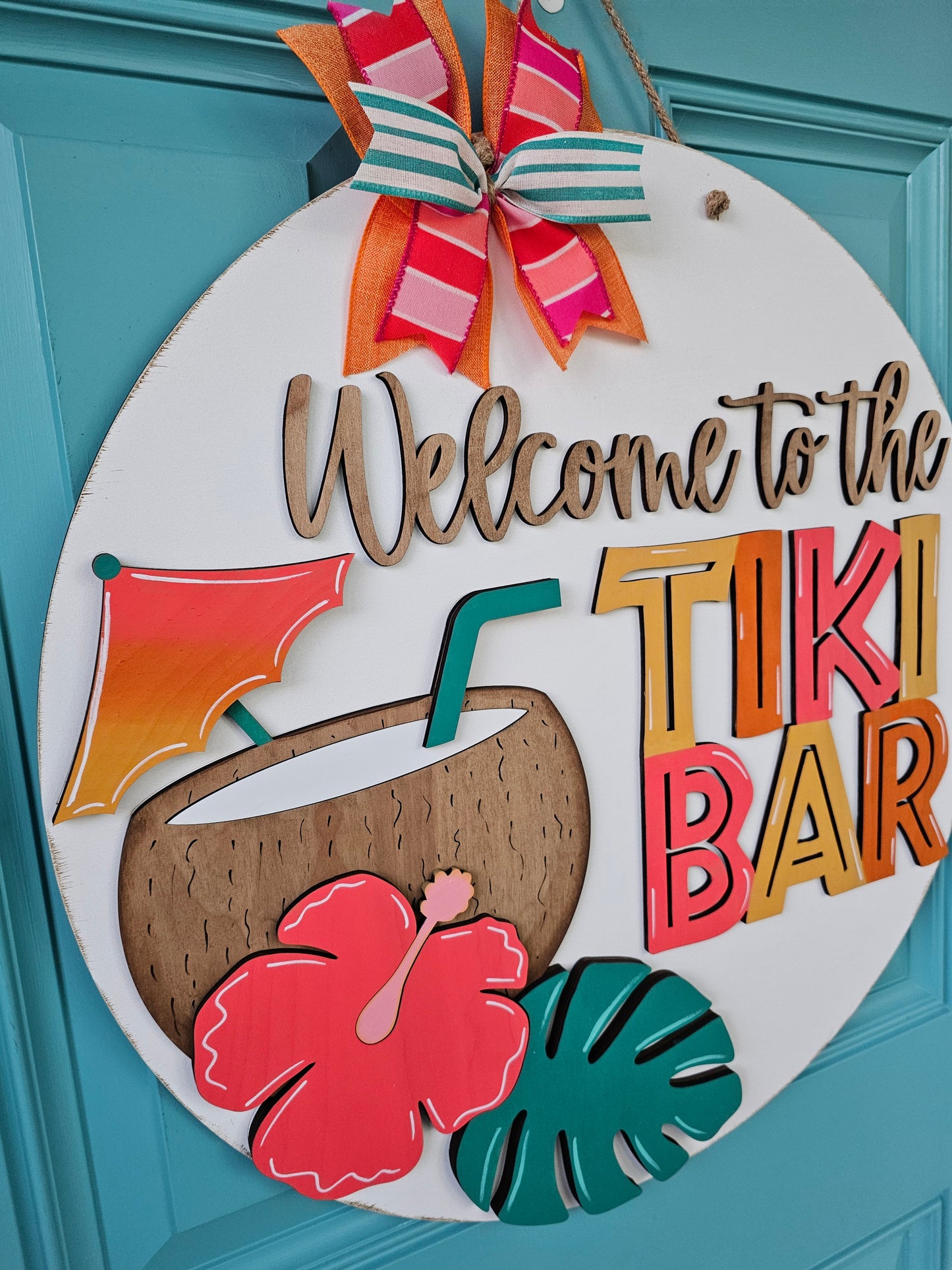 Welcome to Our Tiki Bar Door Hanger