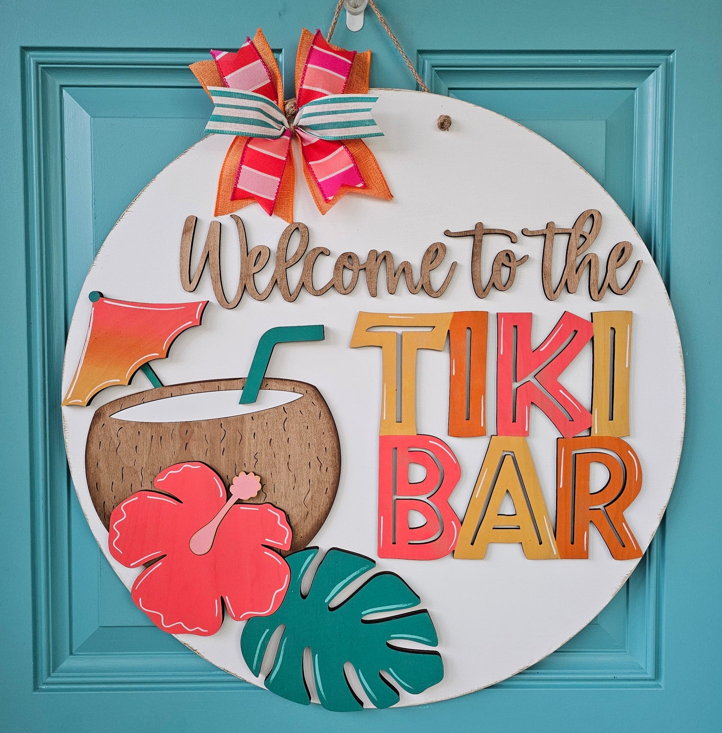 Welcome to Our Tiki Bar Door Hanger