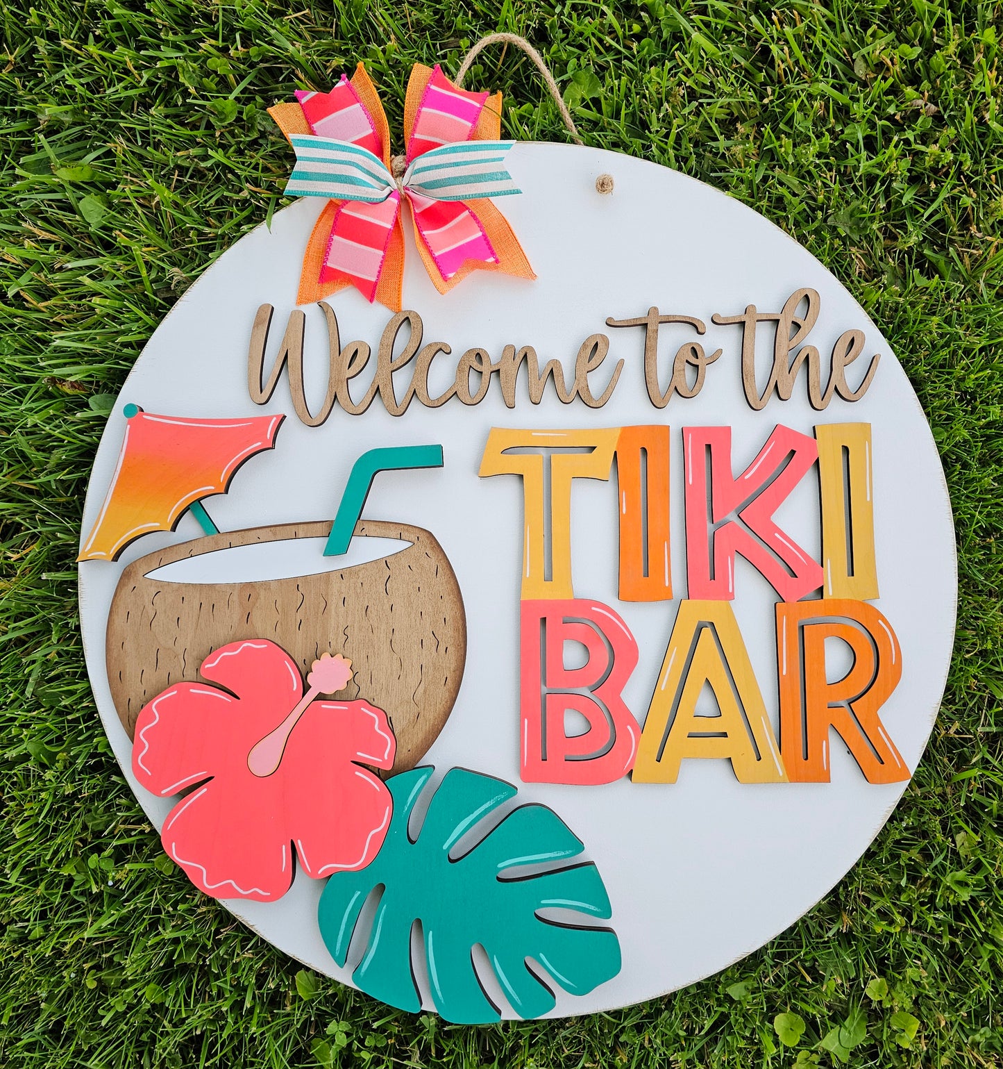 Welcome to Our Tiki Bar Door Hanger