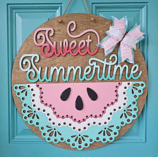 Sweet Summertime Watermelon Door Hanger