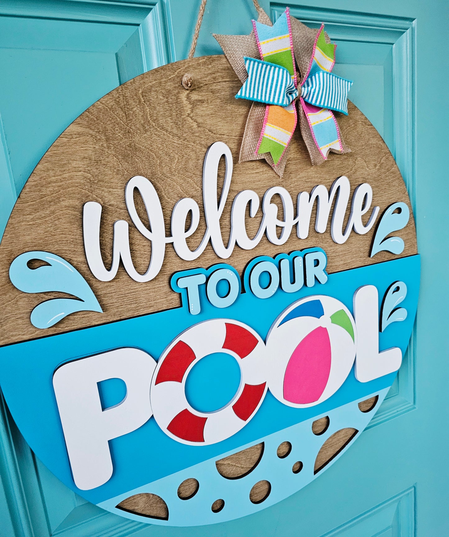 Welcome To Our Pool Door Hanger