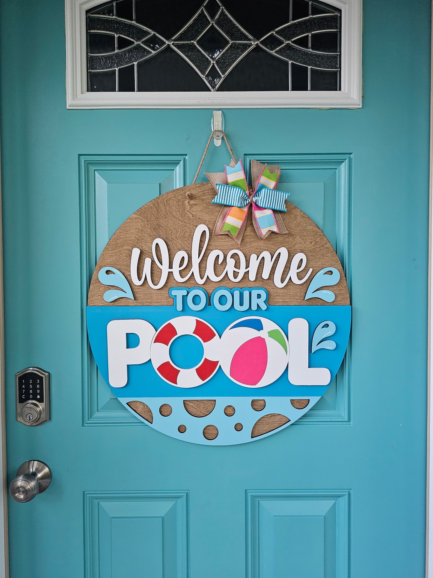 Welcome To Our Pool Door Hanger