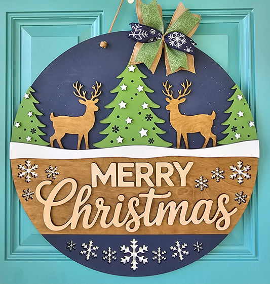 Reindeer Christmas Wonderland Door Hanger