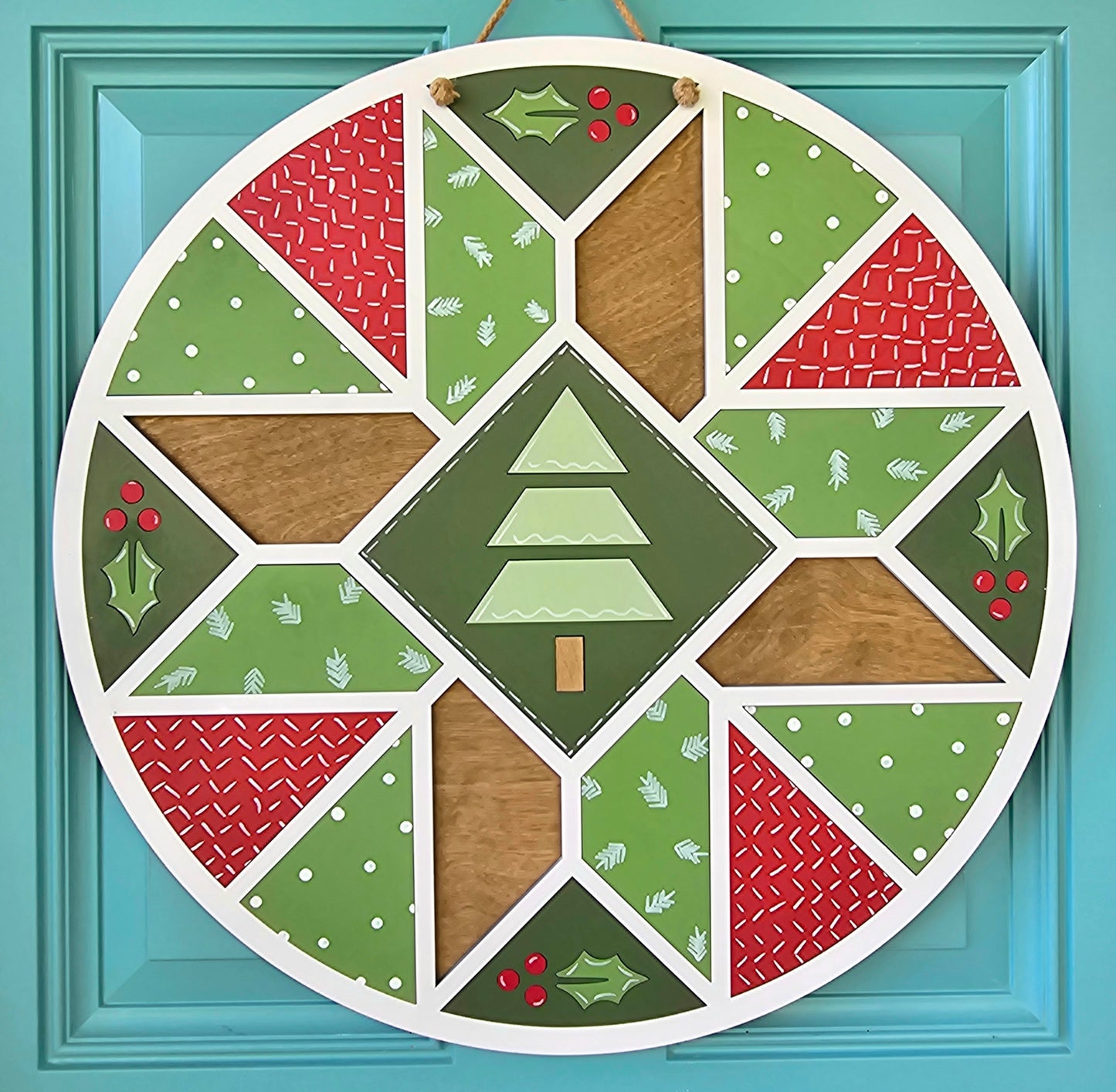 Christmas Doodle Barn Quilt Door Hanger