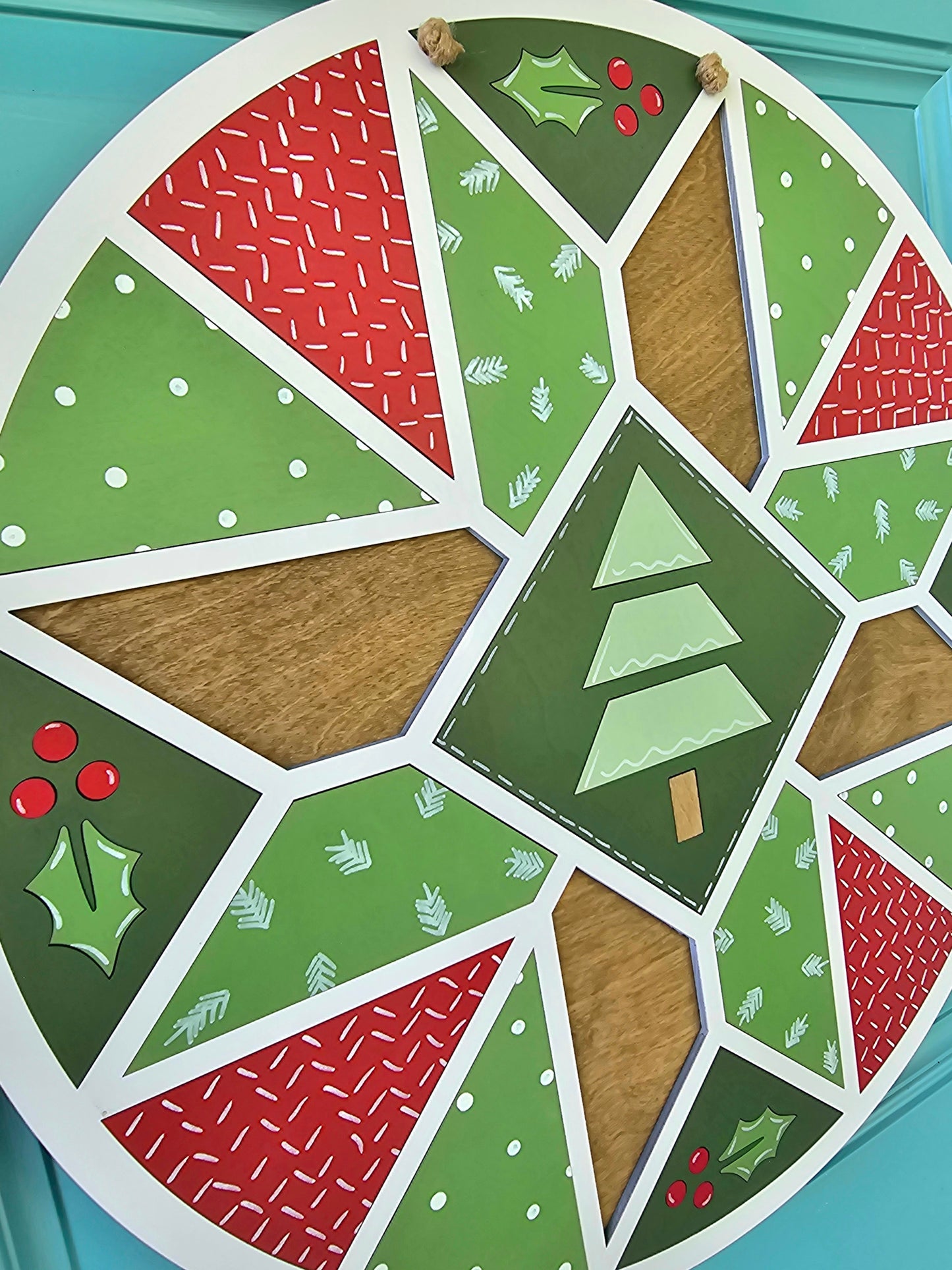 Christmas Doodle Barn Quilt Door Hanger
