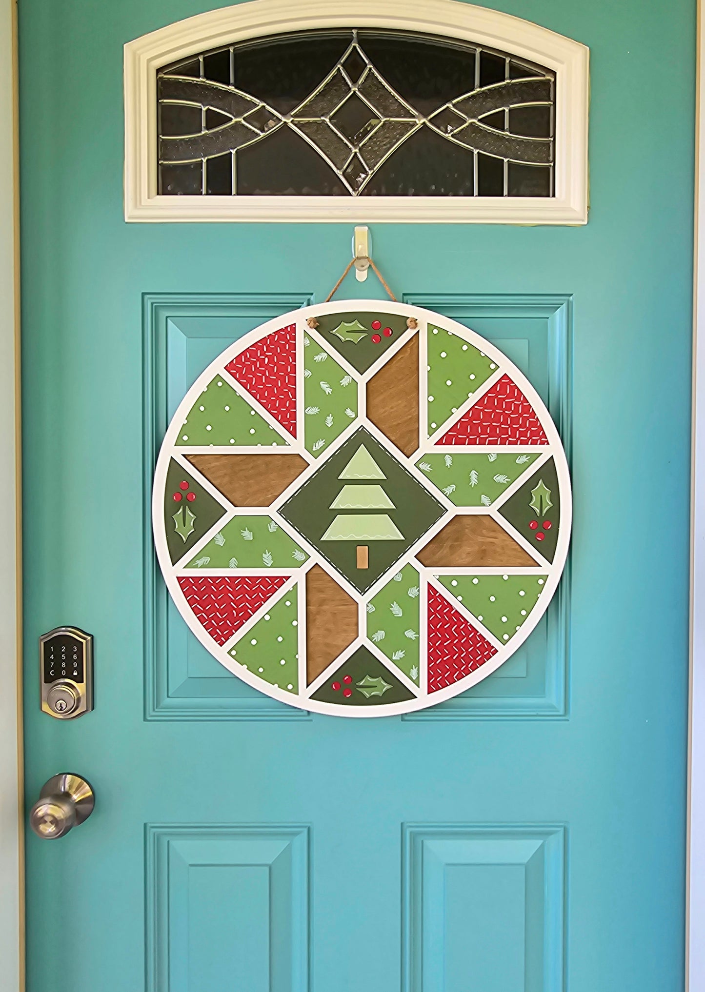 Christmas Doodle Barn Quilt Door Hanger