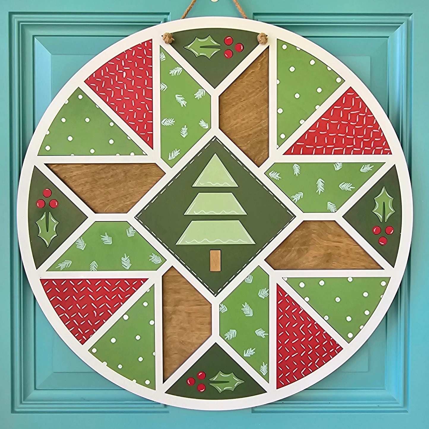 Christmas Doodle Barn Quilt Door Hanger