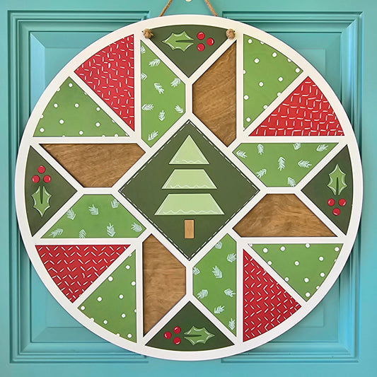 Christmas Doodle Barn Quilt Door Hanger