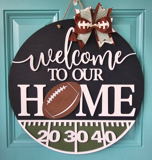 Welcome to our Home Football Door Hanger