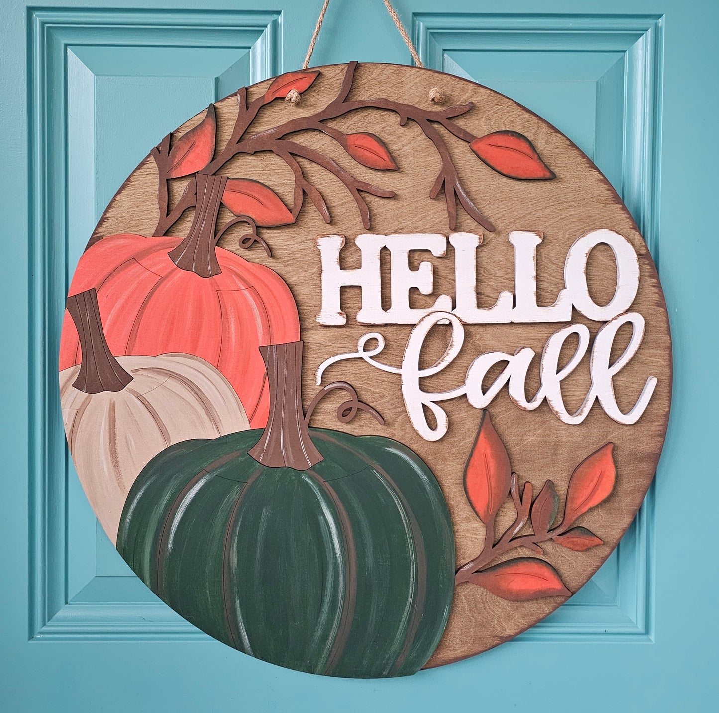 Fall Pumpkins & Branches Door Hanger