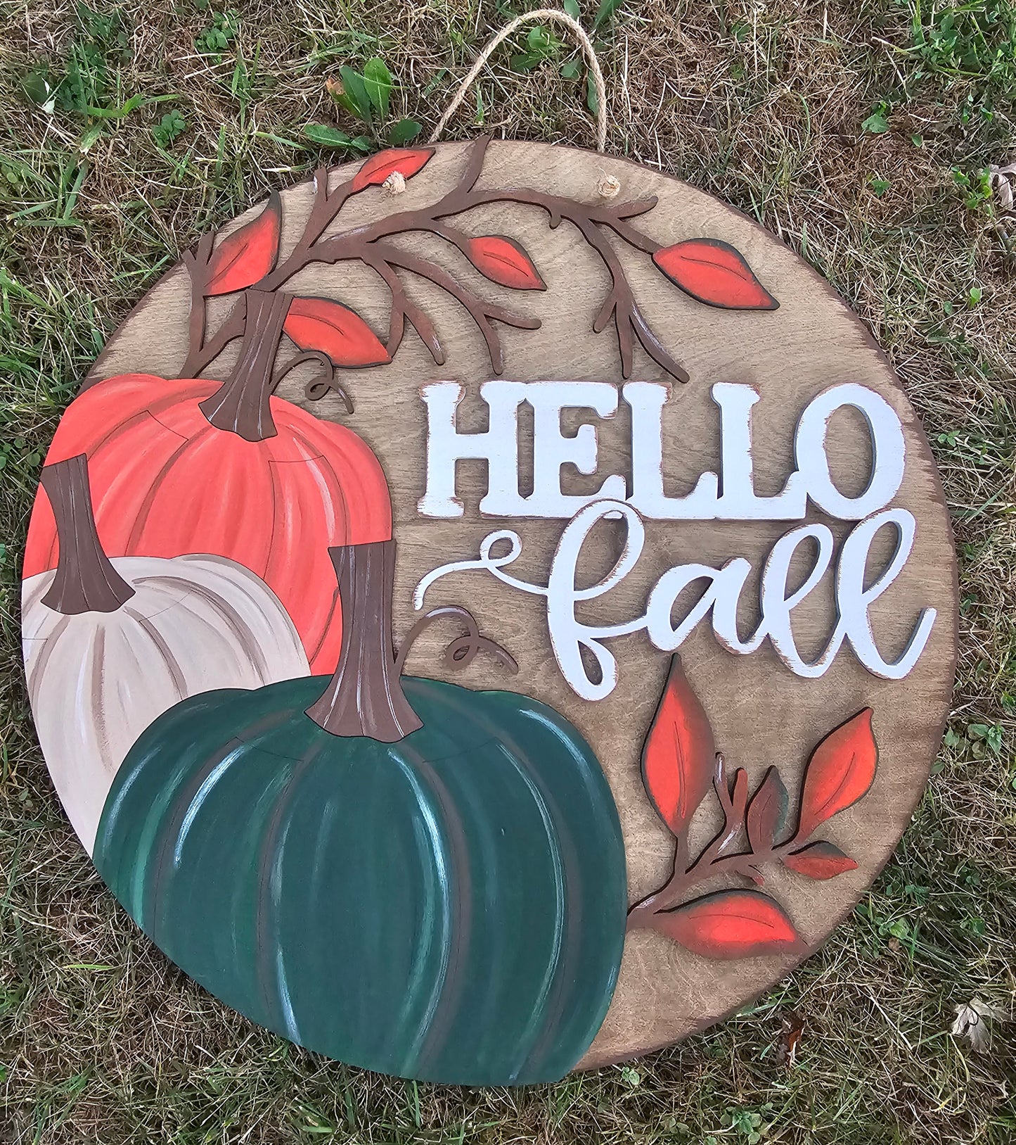 Fall Pumpkins & Branches Door Hanger