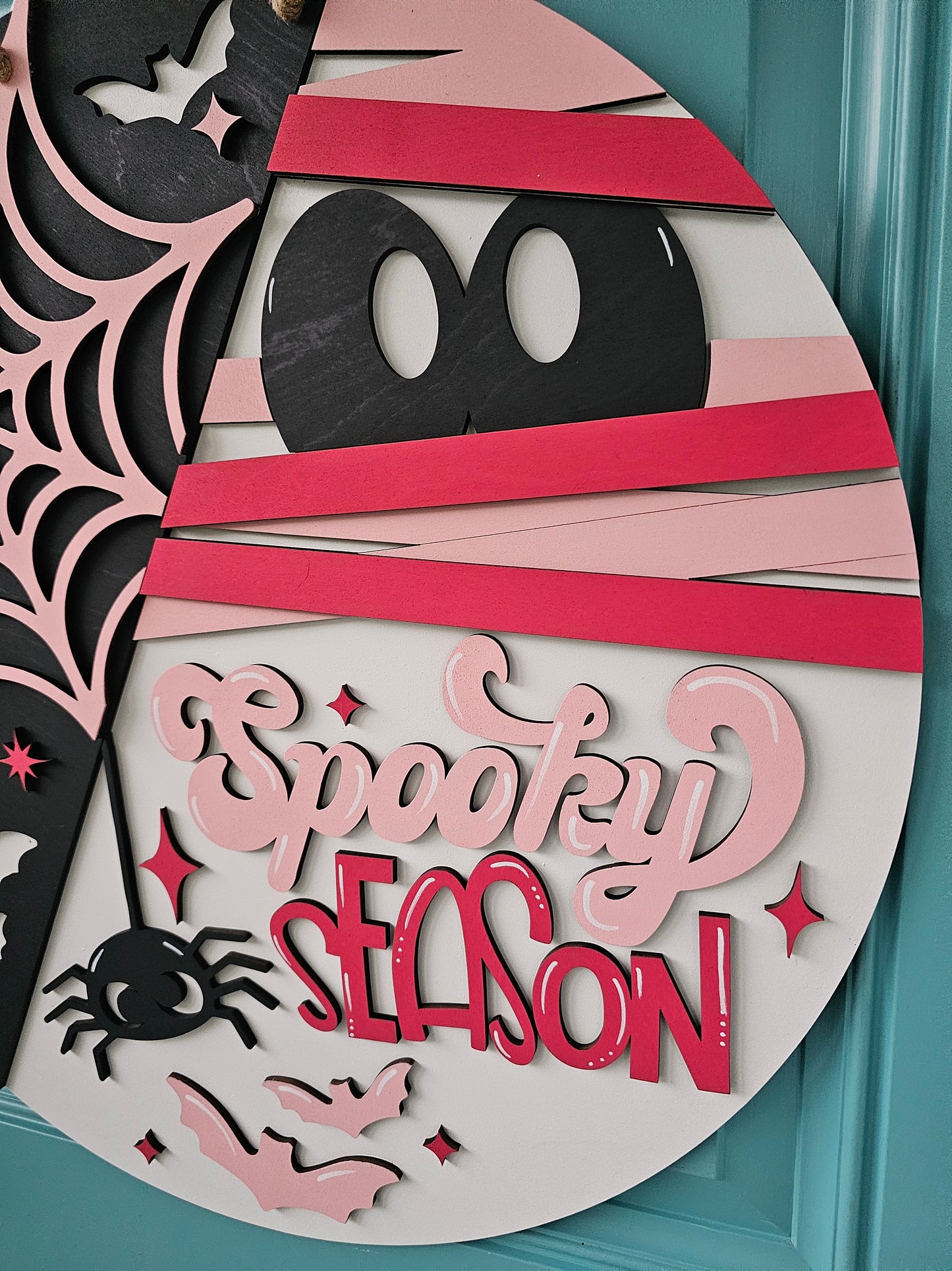 Spooky Season Mummy & Spider Door Hanger