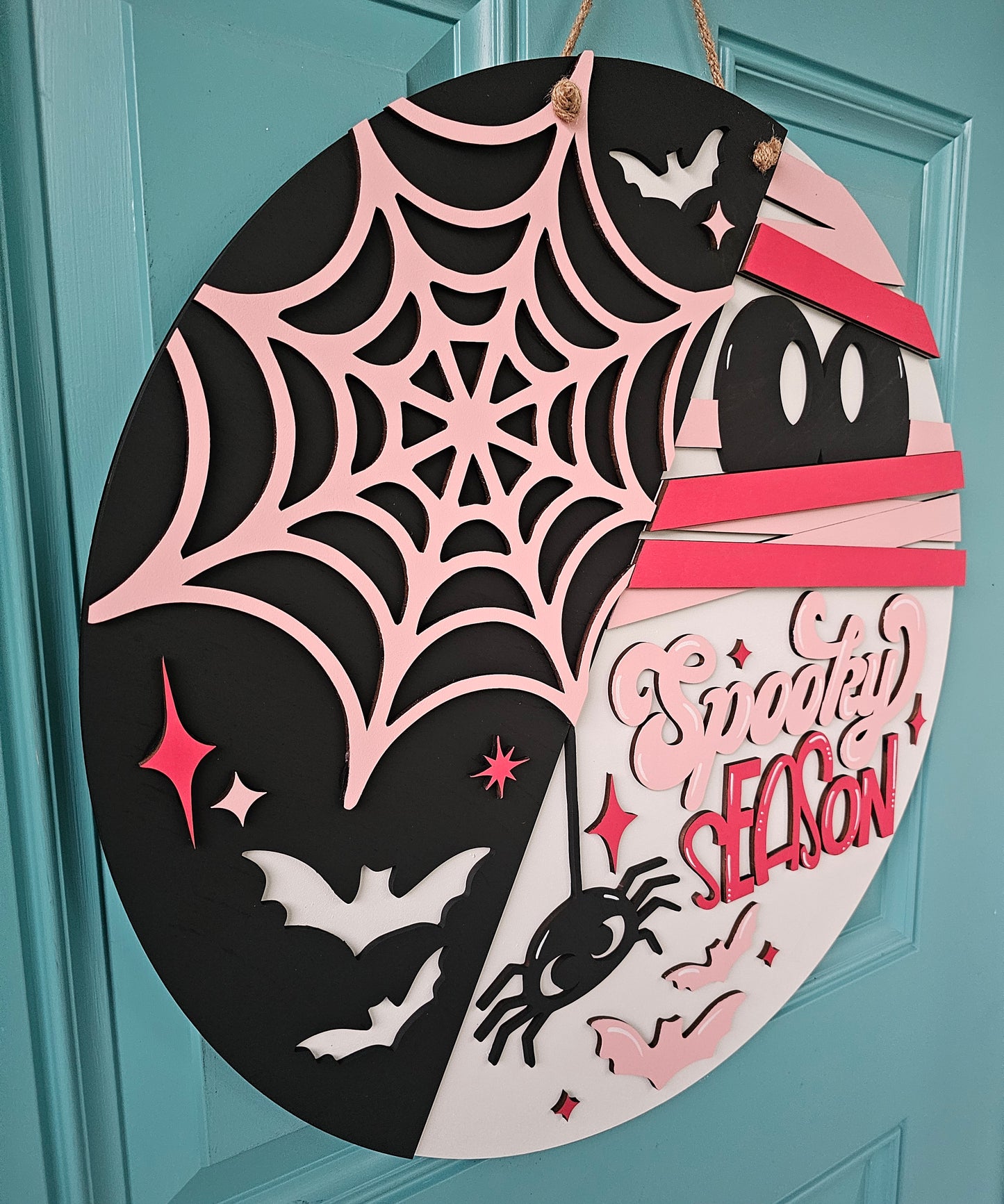 Spooky Season Mummy & Spider Door Hanger