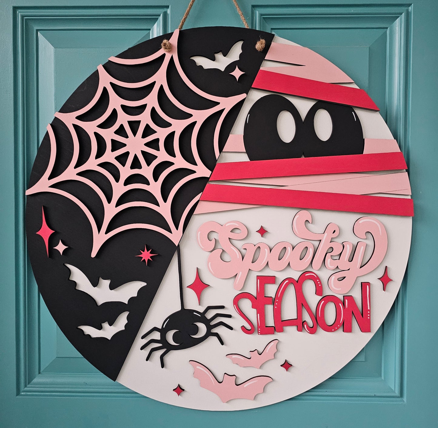 Spooky Season Mummy & Spider Door Hanger