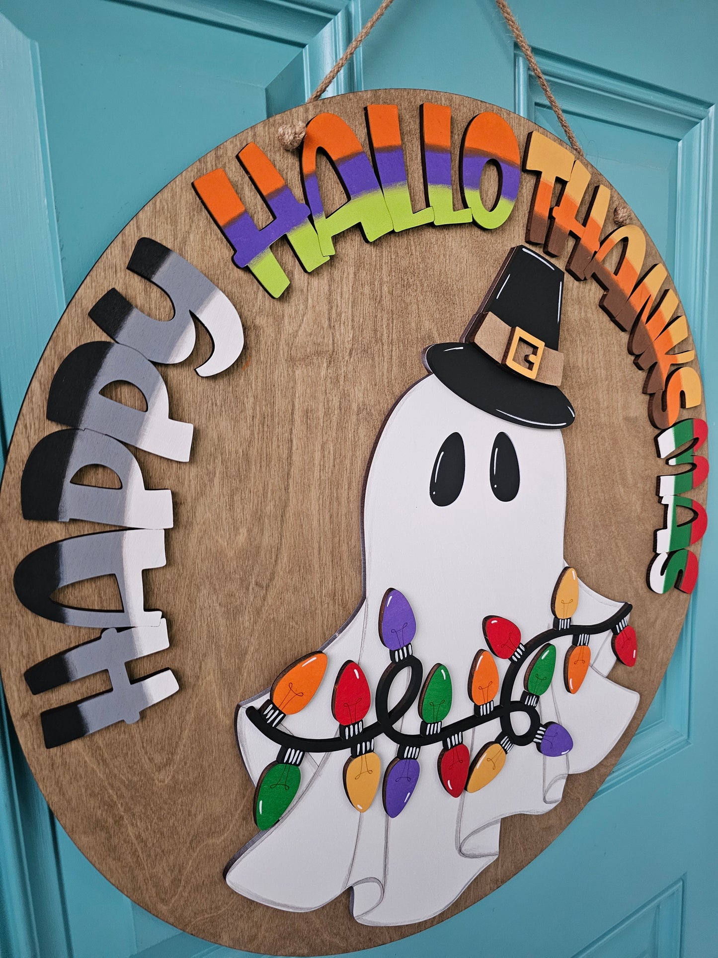 Happy Hallothanksmas Door Hanger