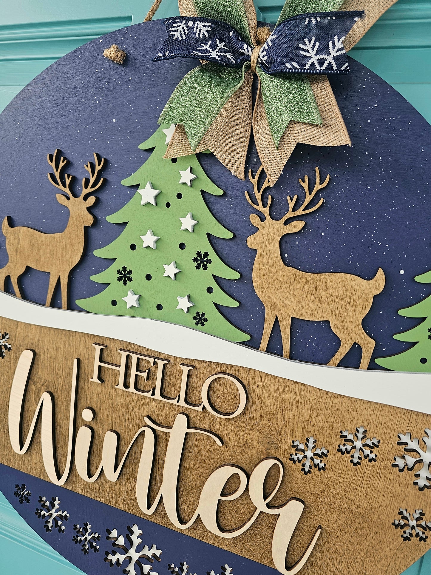 Hello Winter Deer Door Hanger