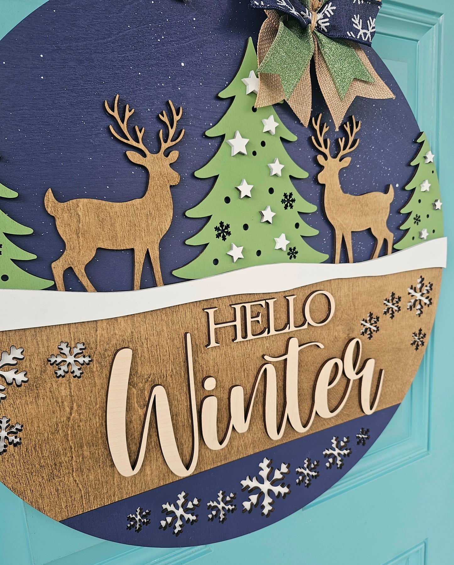 Hello Winter Deer Door Hanger