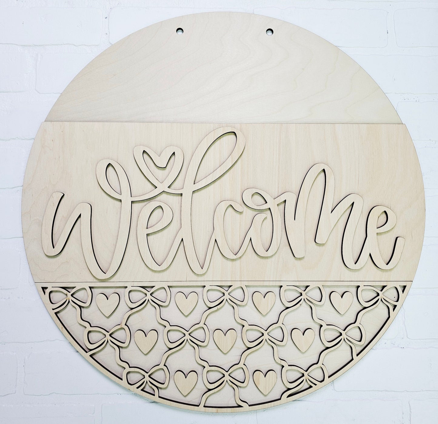 Welcome Hearts & Bows Door Hanger
