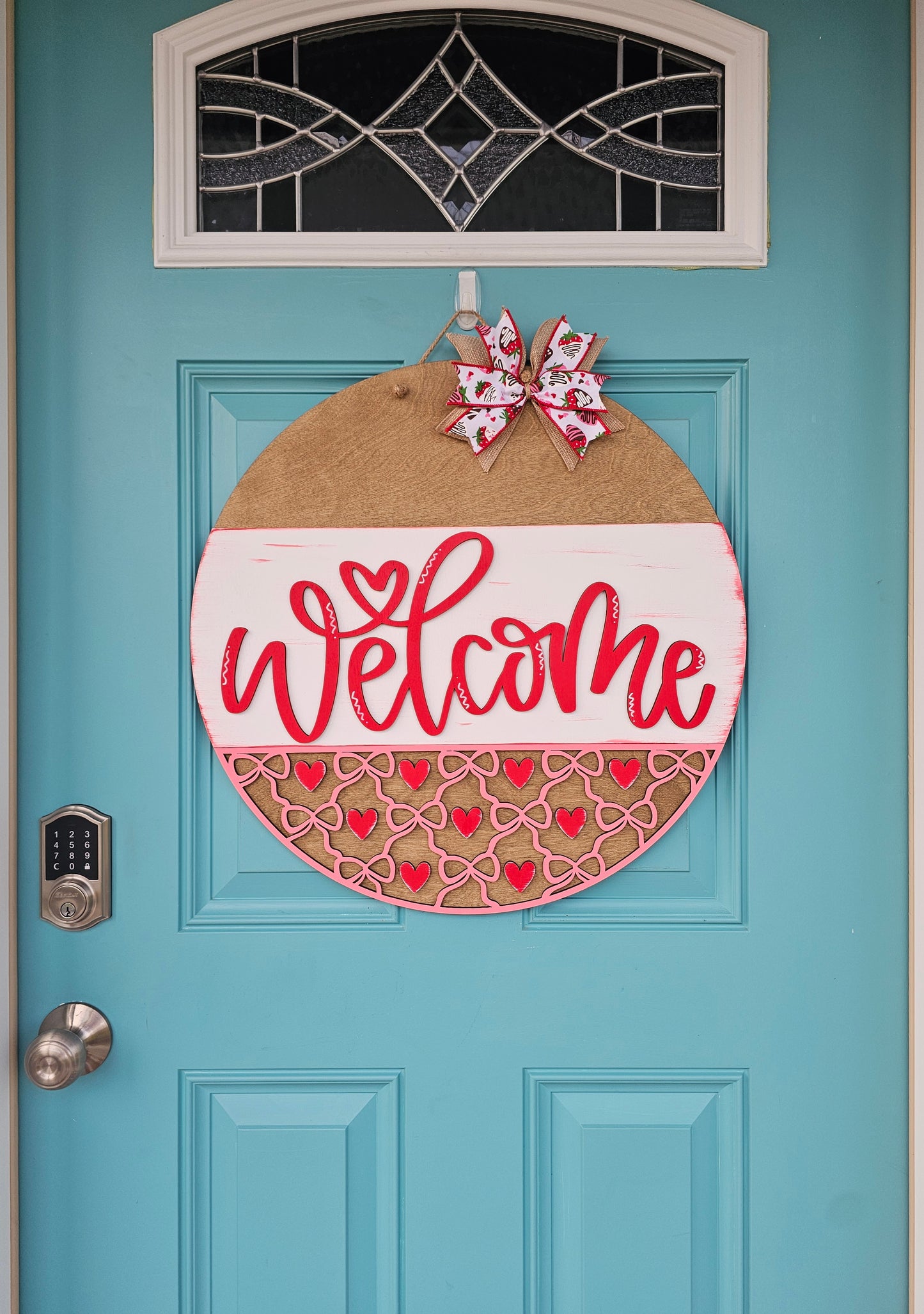 Welcome Hearts & Bows Door Hanger