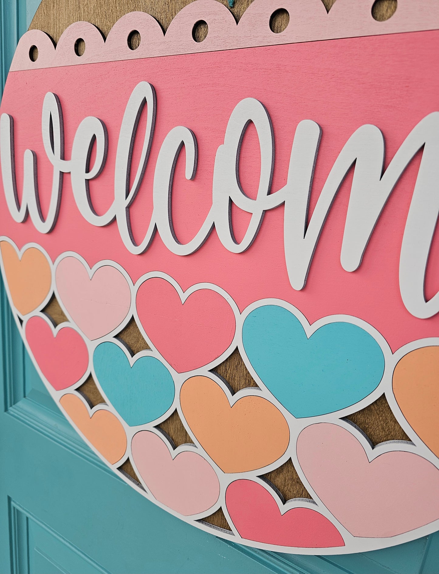 Welcome Stacking Hearts Door Hanger
