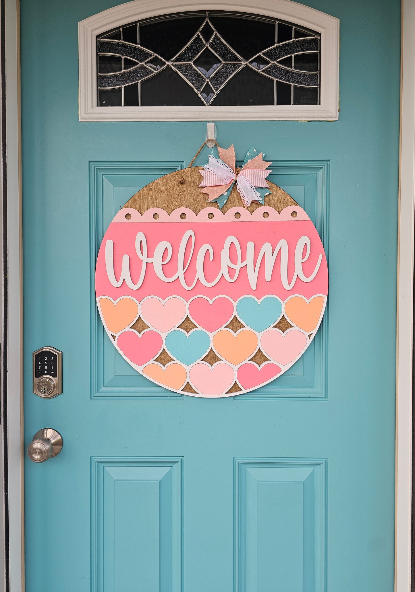 Welcome Stacking Hearts Door Hanger
