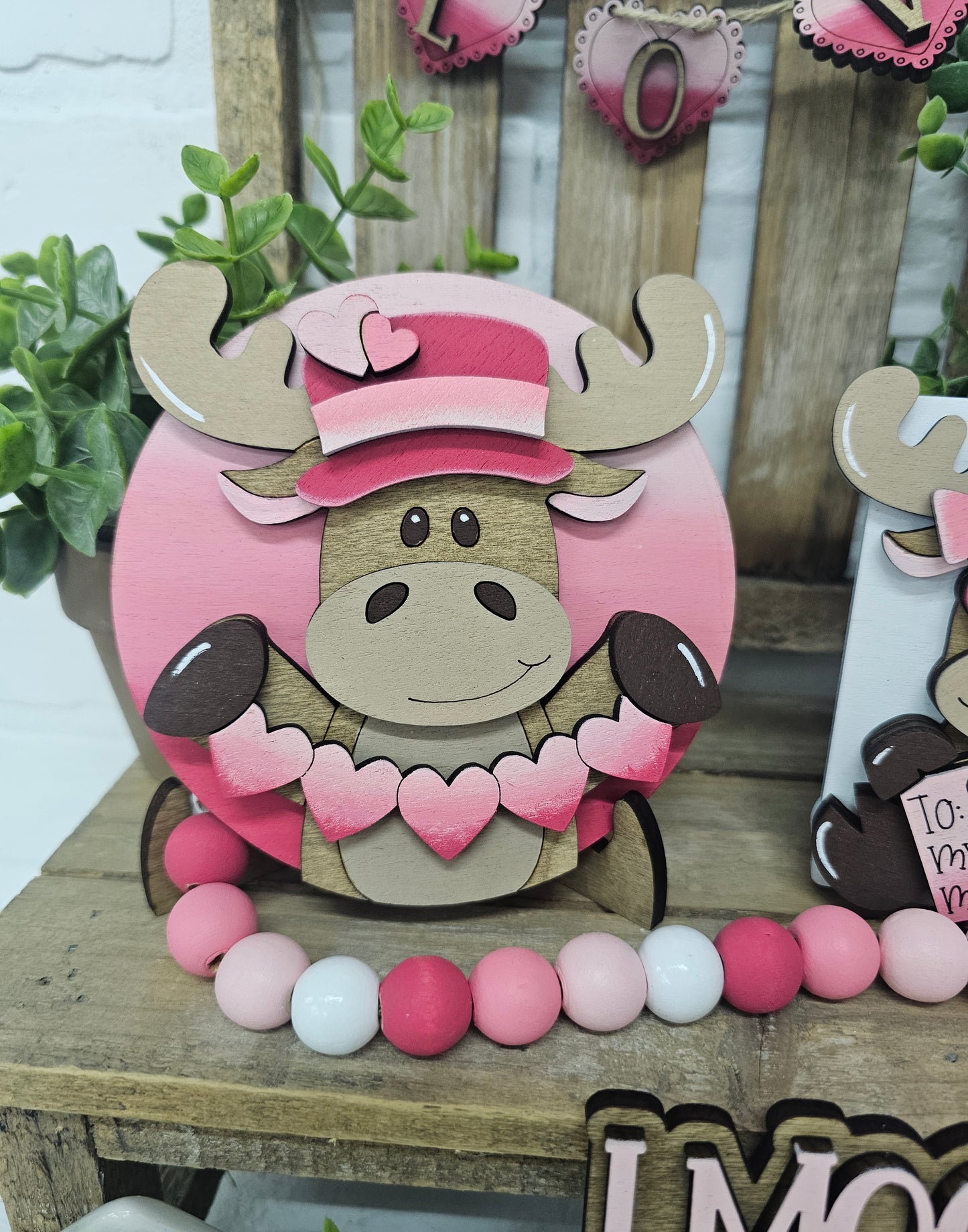 Valentine Moose Tiered Tray Set