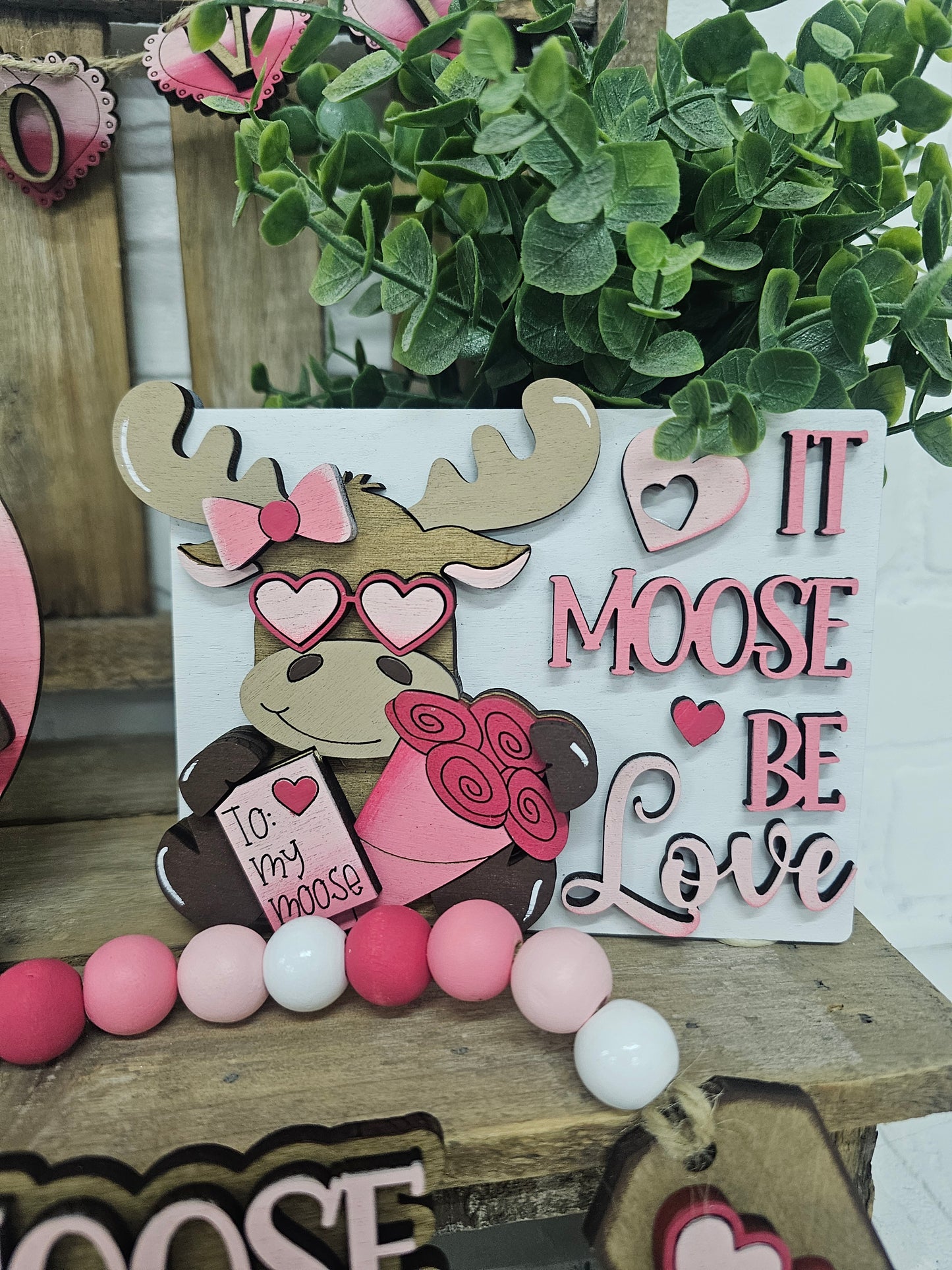 Valentine Moose Tiered Tray Set