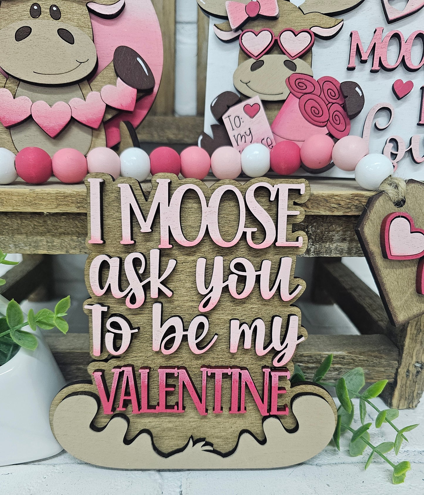 Valentine Moose Tiered Tray Set