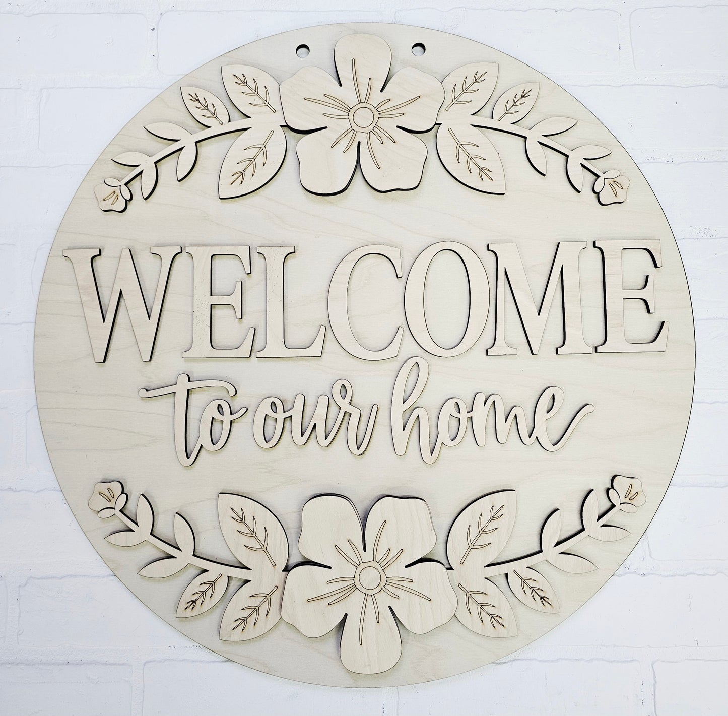 Welcome to our Home Floral Door Hanger