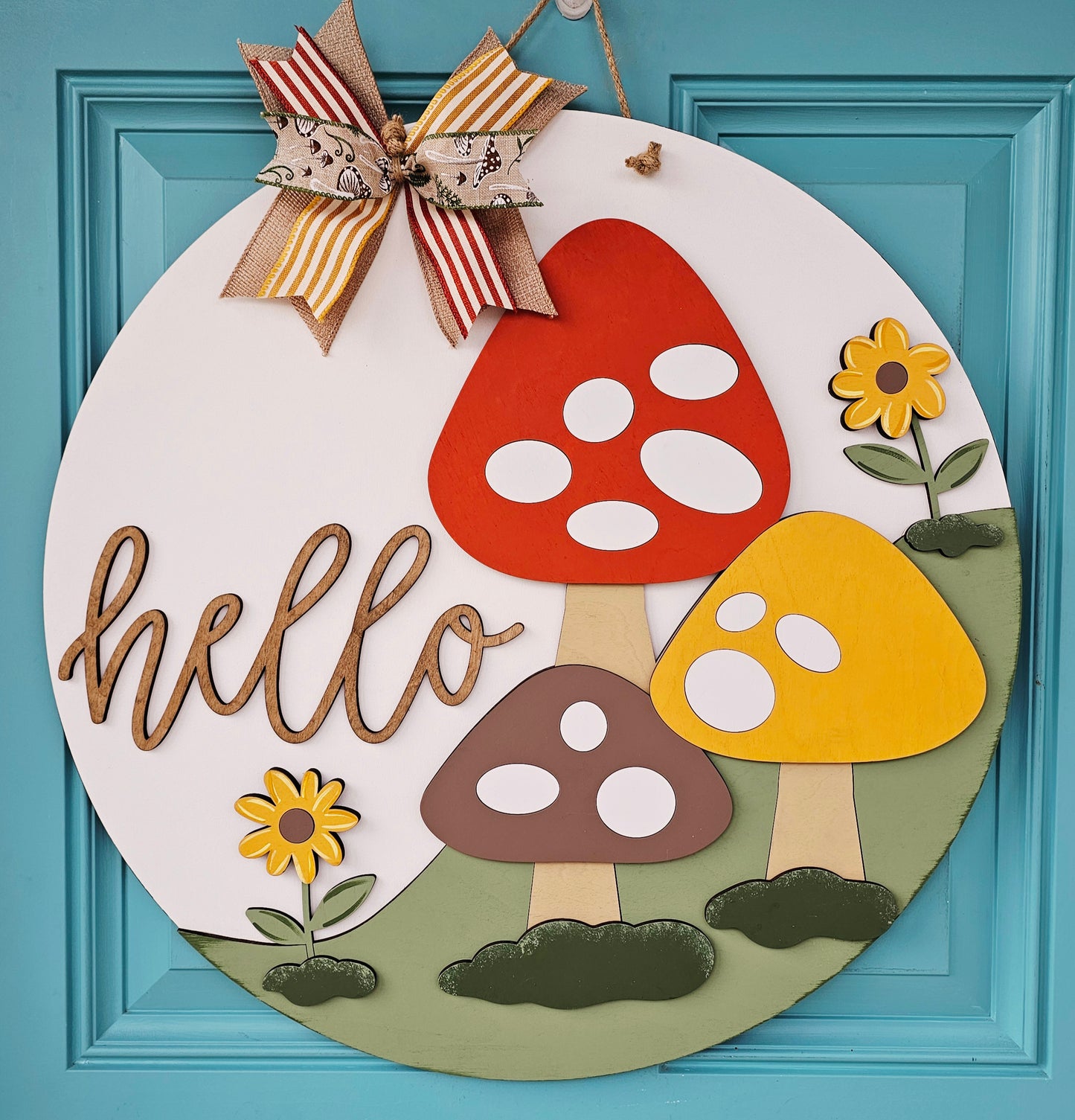 Hello Mushroom Trio Door Hanger