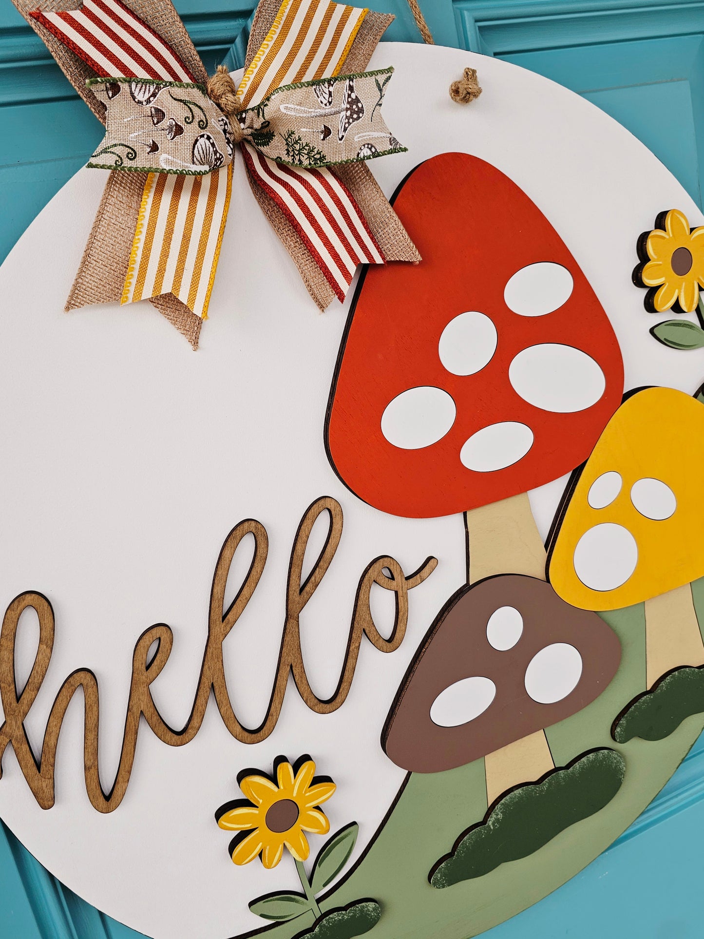 Hello Mushroom Trio Door Hanger