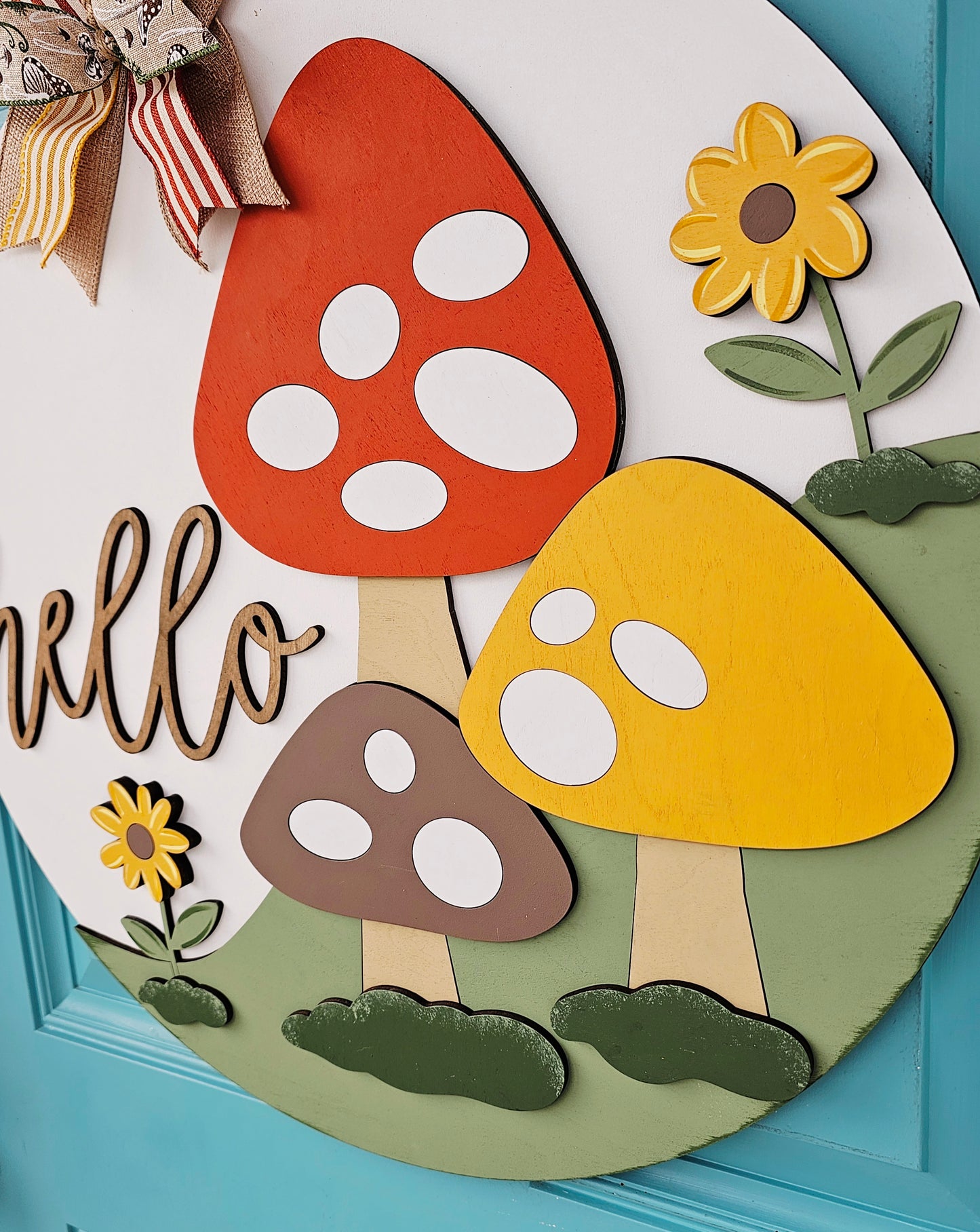 Hello Mushroom Trio Door Hanger
