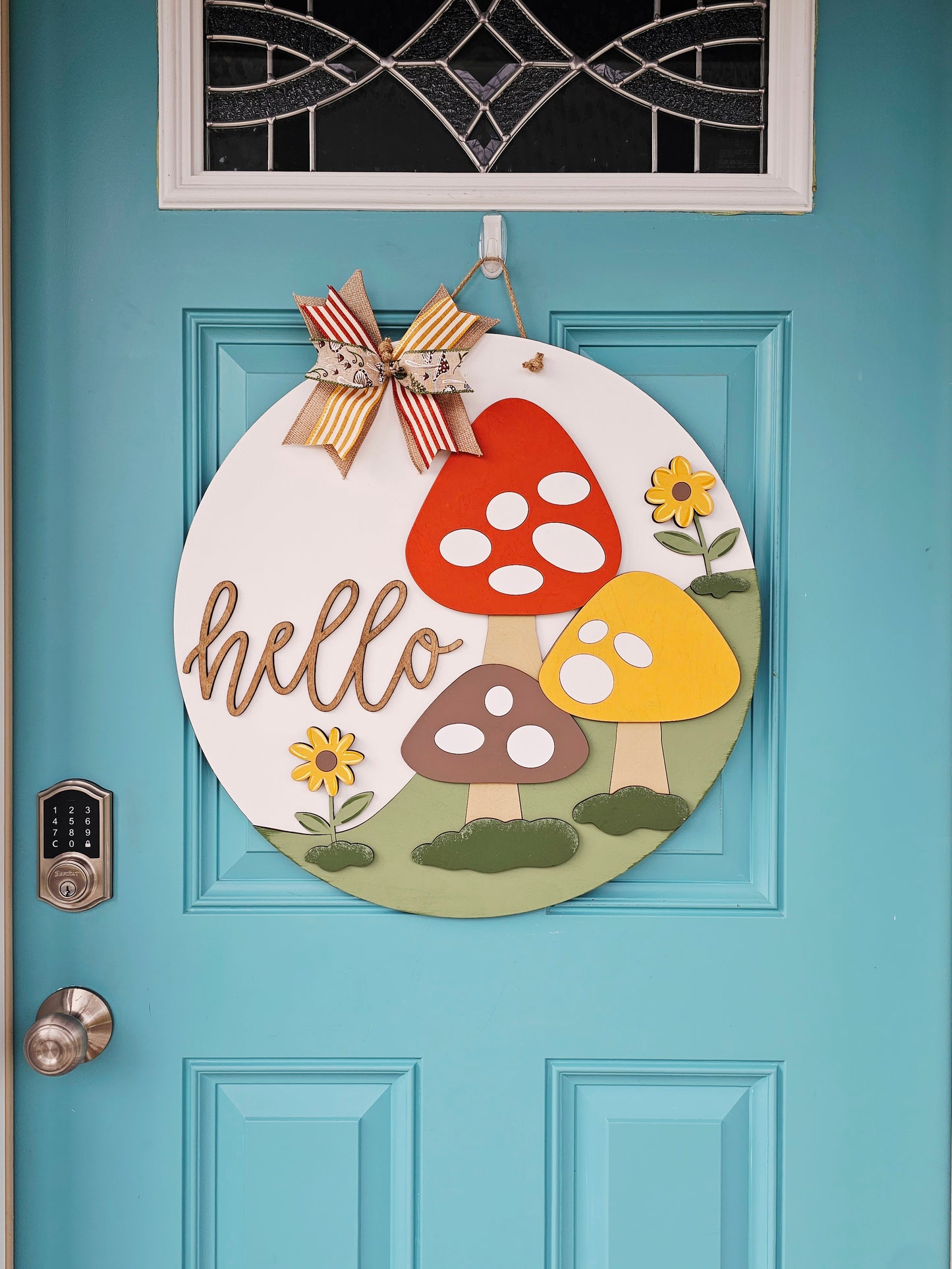 Hello Mushroom Trio Door Hanger