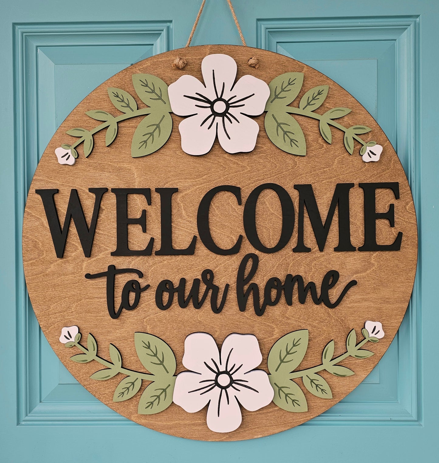 Welcome to our Home Floral Door Hanger