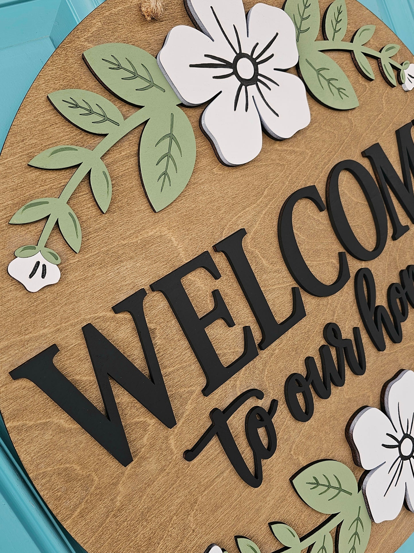 Welcome to our Home Floral Door Hanger