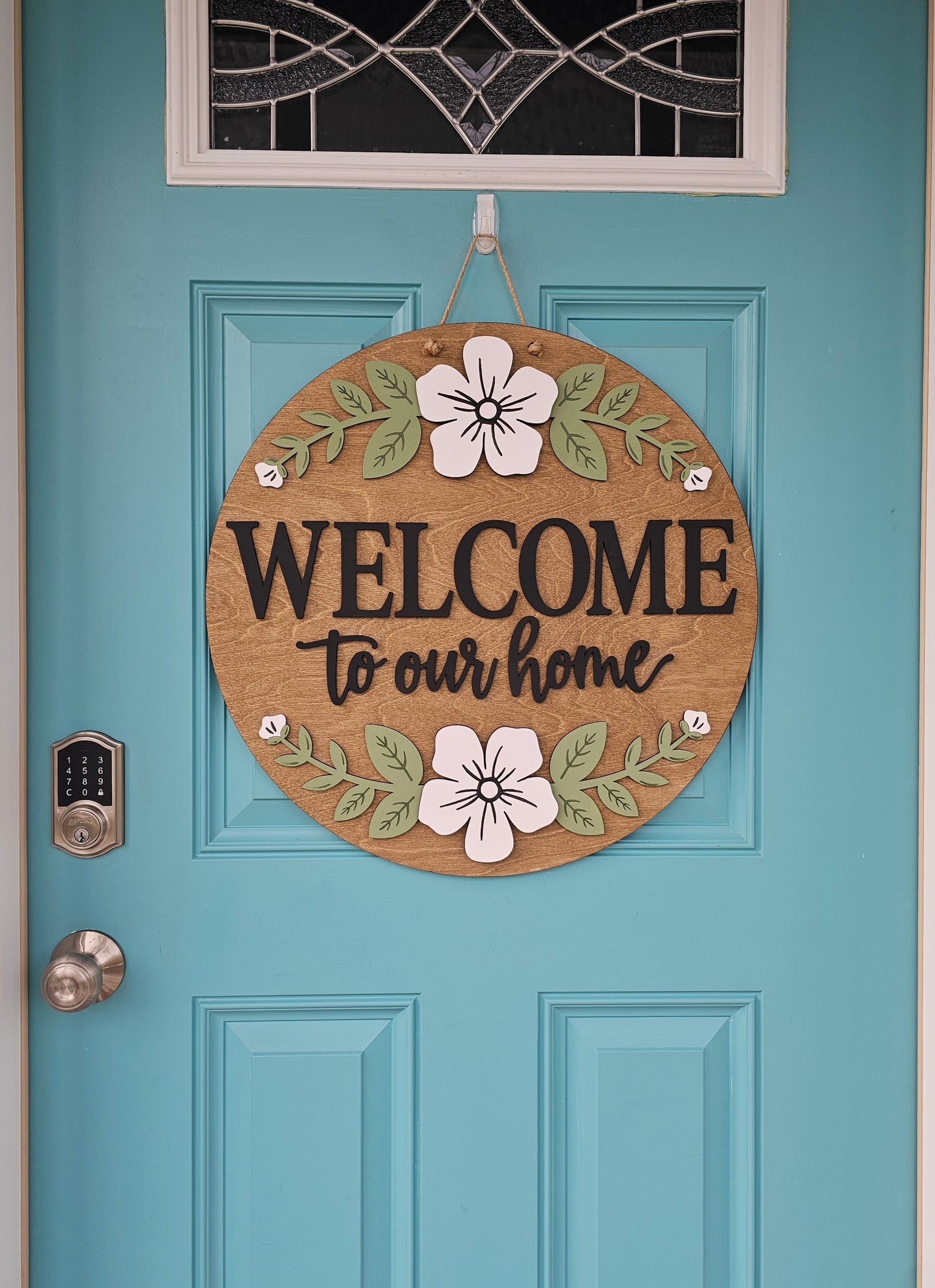 Welcome to our Home Floral Door Hanger