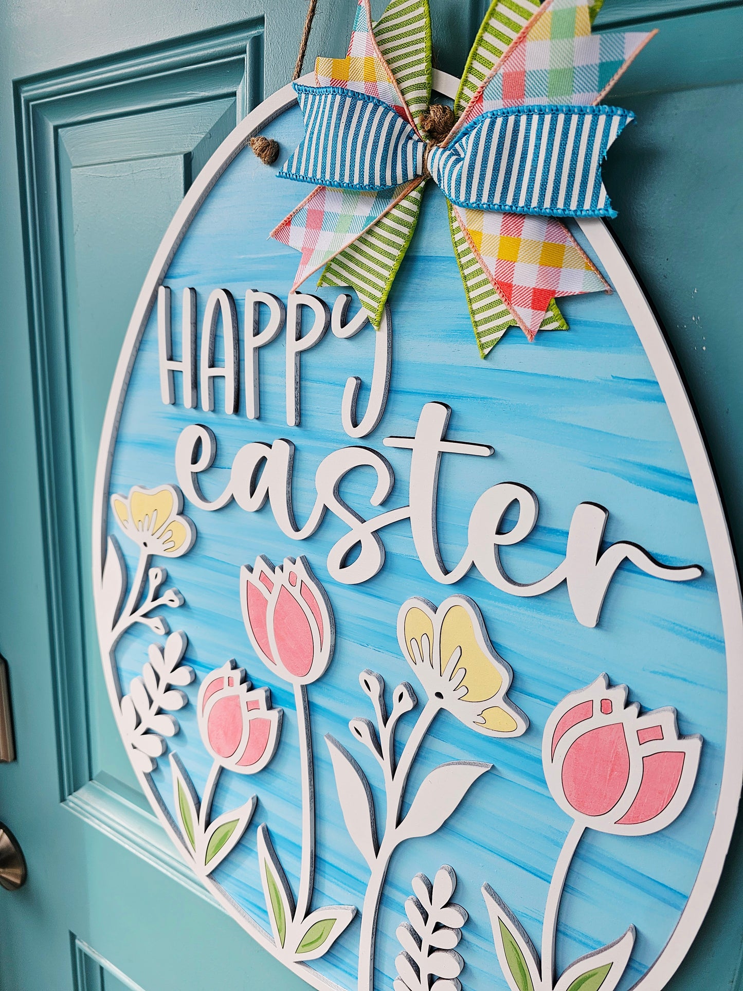 Egg Shaped Floral Door Hanger