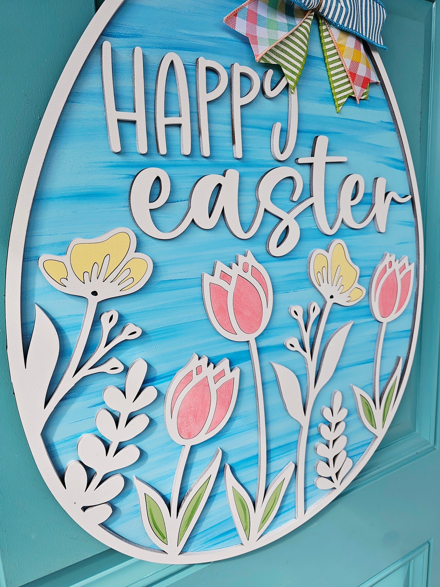 Egg Shaped Floral Door Hanger