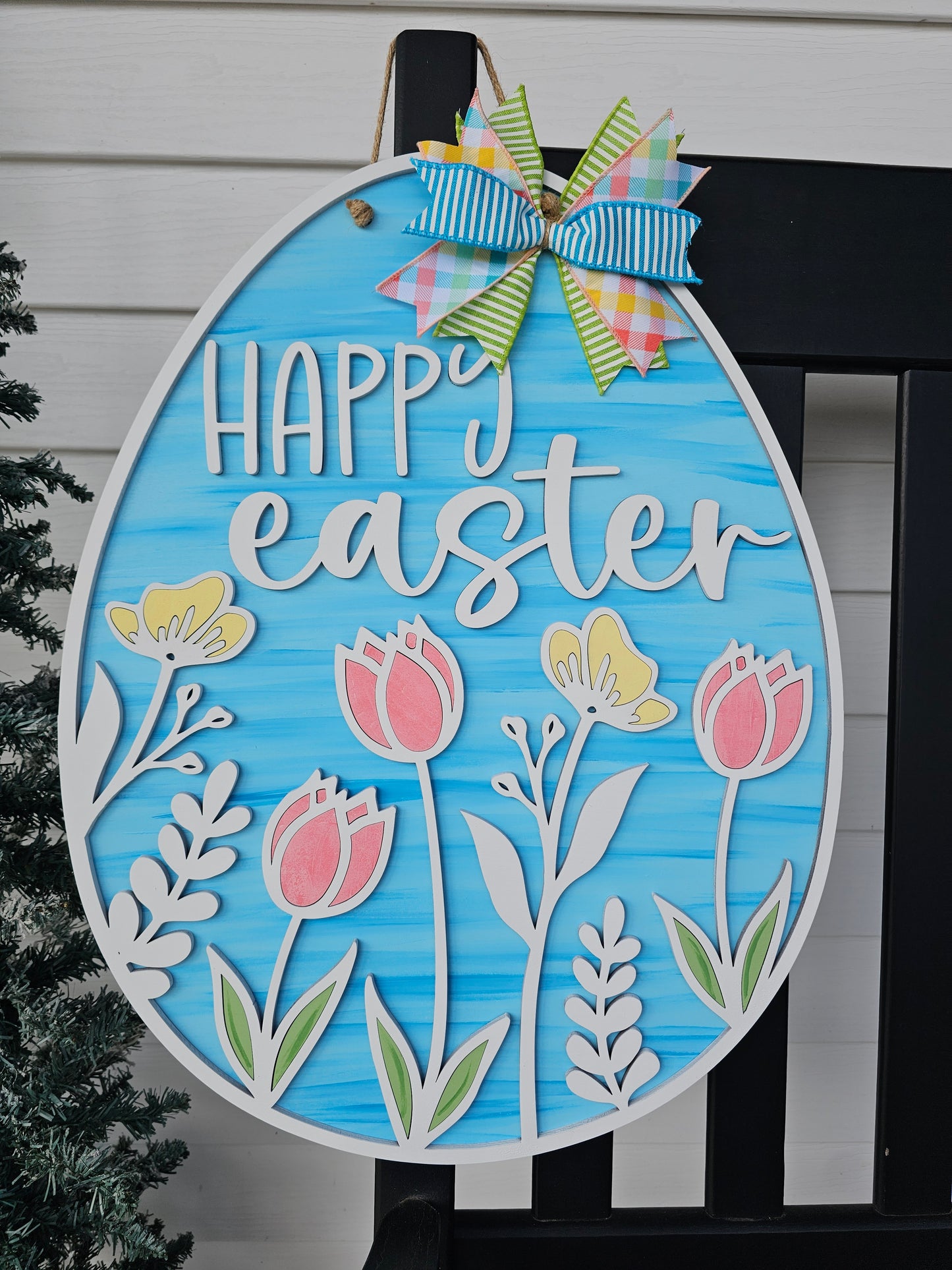 Egg Shaped Floral Door Hanger