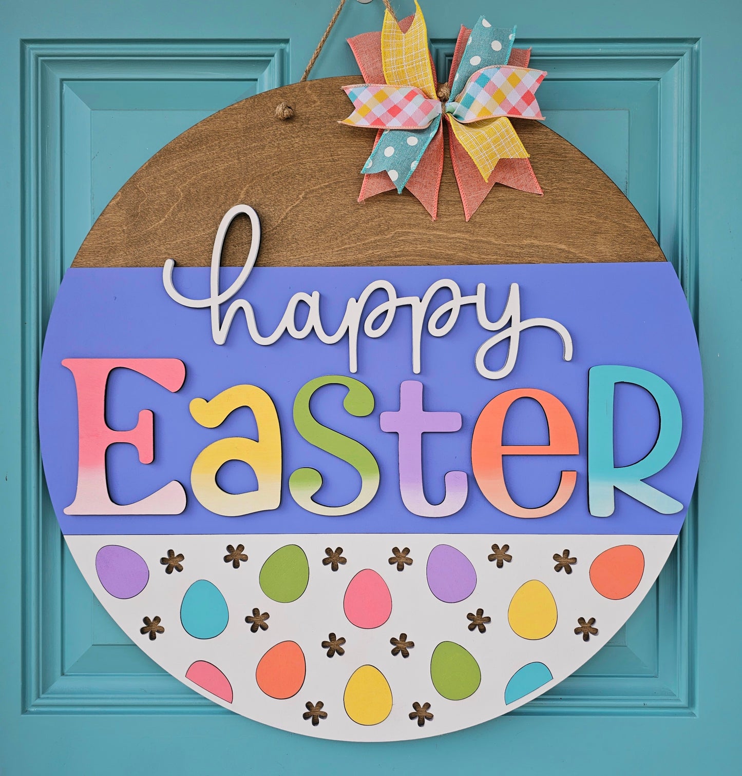 Happy Easter Rainbow Eggs Door Hanger