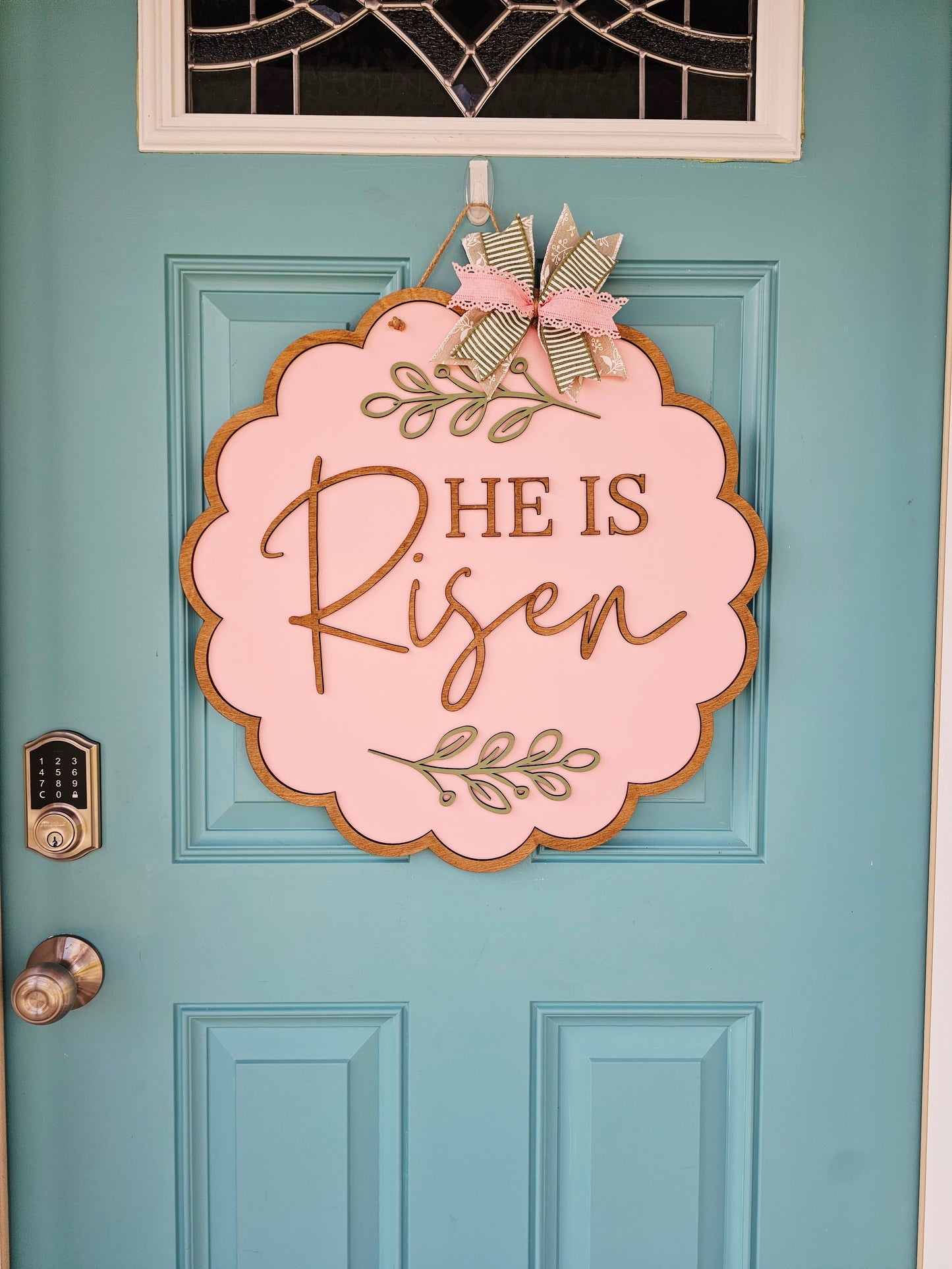 He is Risen Scalloped Door Hanger