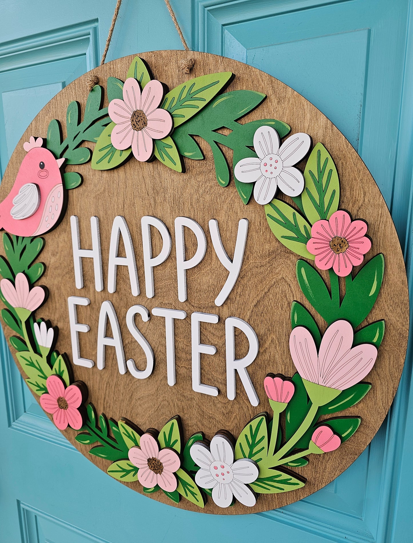 Easter Floral Wreath Door Hanger