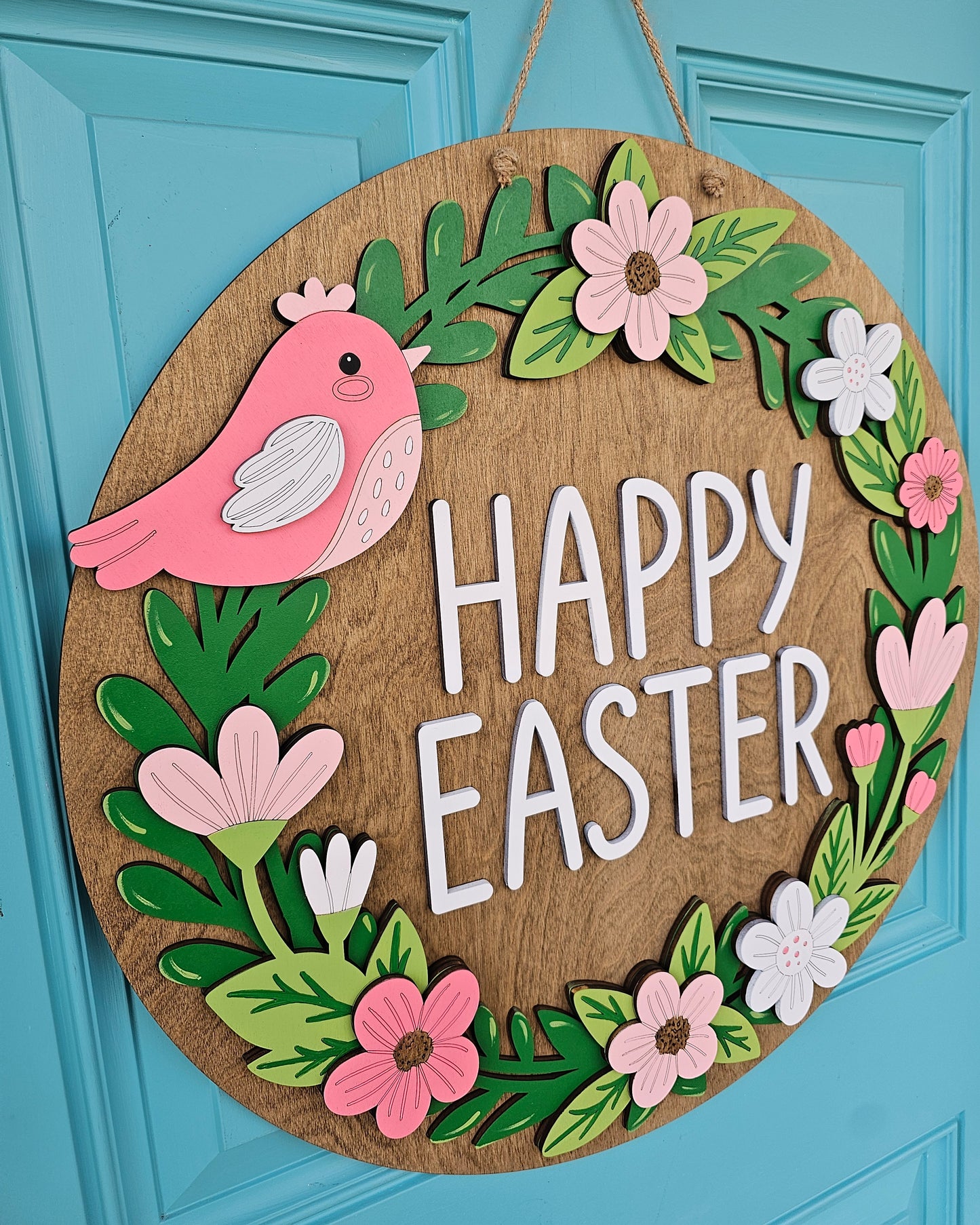 Easter Floral Wreath Door Hanger
